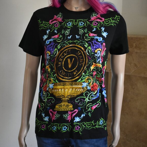 Womens / MEN’S Versace Jeans Couture Garden Baroque t-shirt Tee Medium (SMALL) - Picture 1 of 15